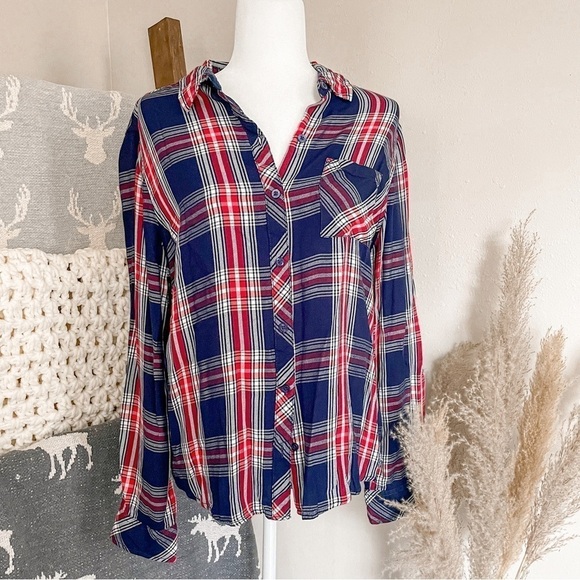 A.LC. Plaid flannel top, size large - Picture 3 of 10
